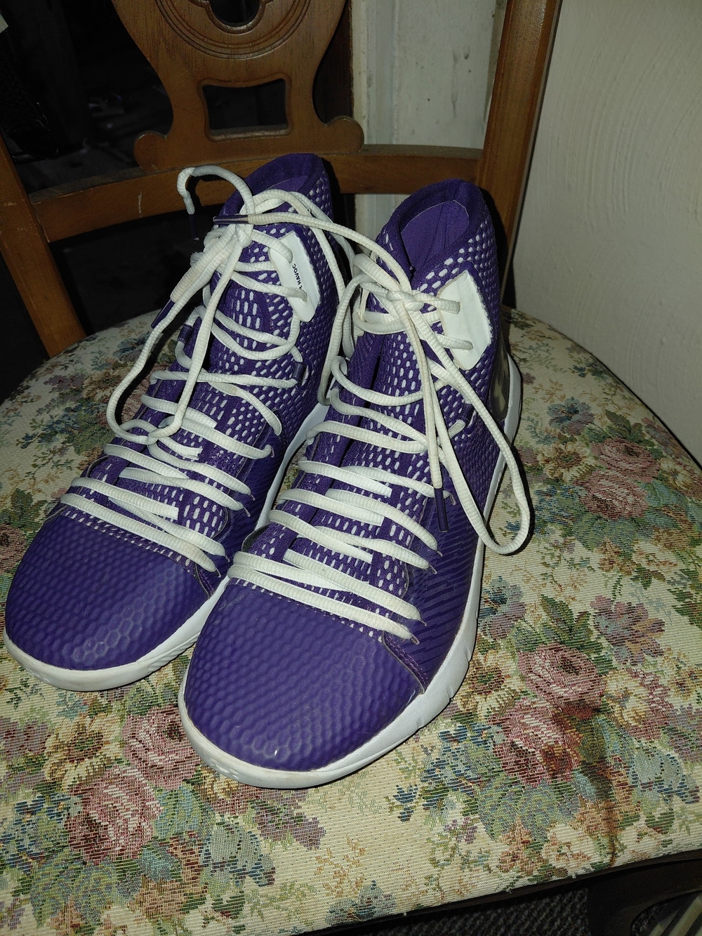 Under Armour Purple and White High-Top Athletic Sneakers